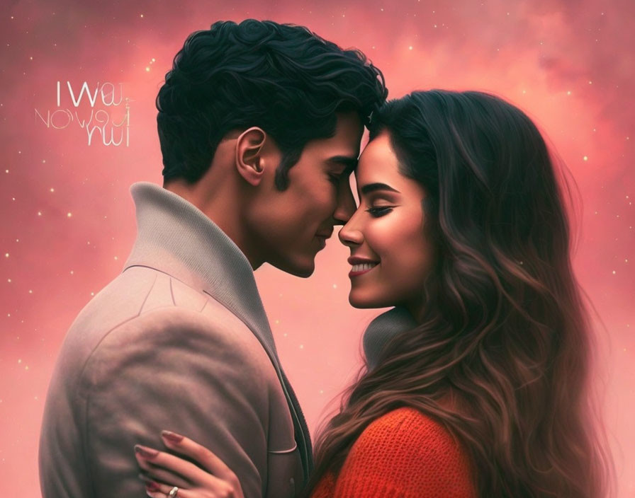 Animated characters in romantic pose against pink backdrop with "I was not you" text