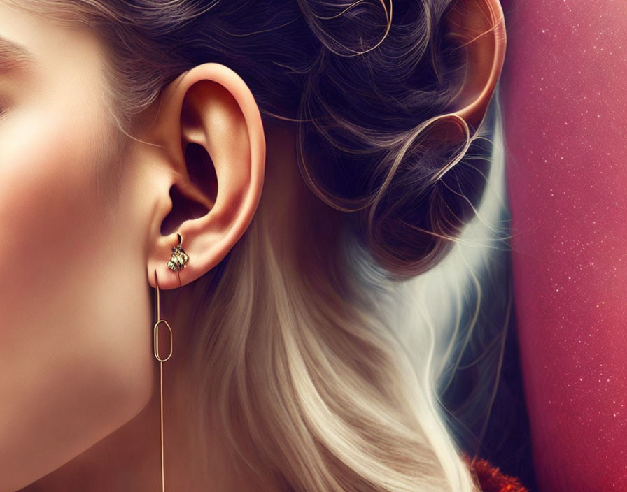 Detailed Close-Up of Woman's Ear with Earring