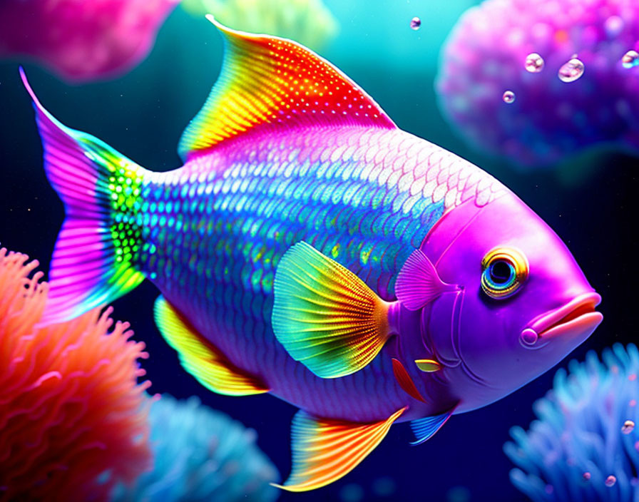 Vibrant Tropical Fish Swimming in Coral Reefs