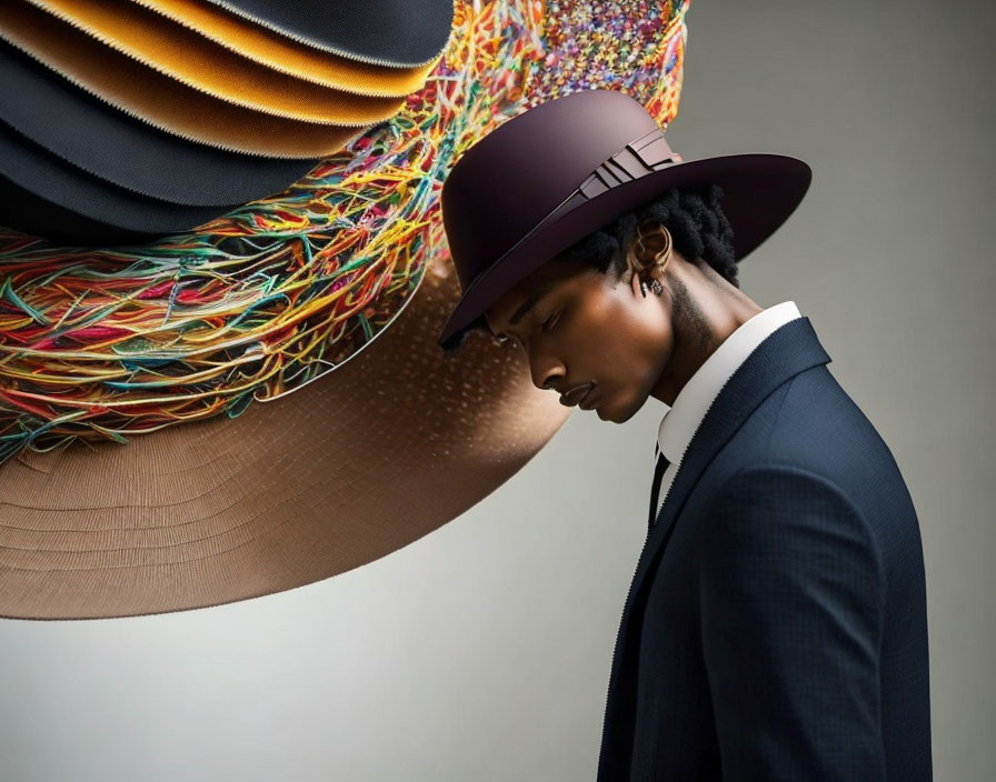 Colorful Textured Hat and Artistic Headdress for Modern Fashion