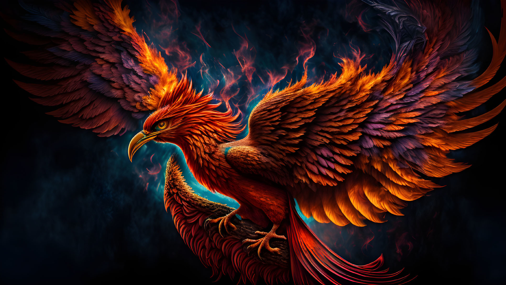 Colorful Phoenix Artwork Symbolizing Rebirth