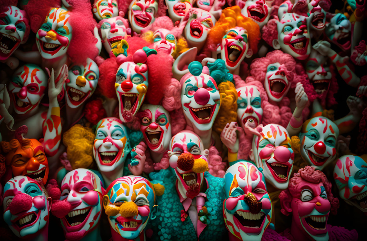 Colorful Clown Masks Collection with Various Expressions