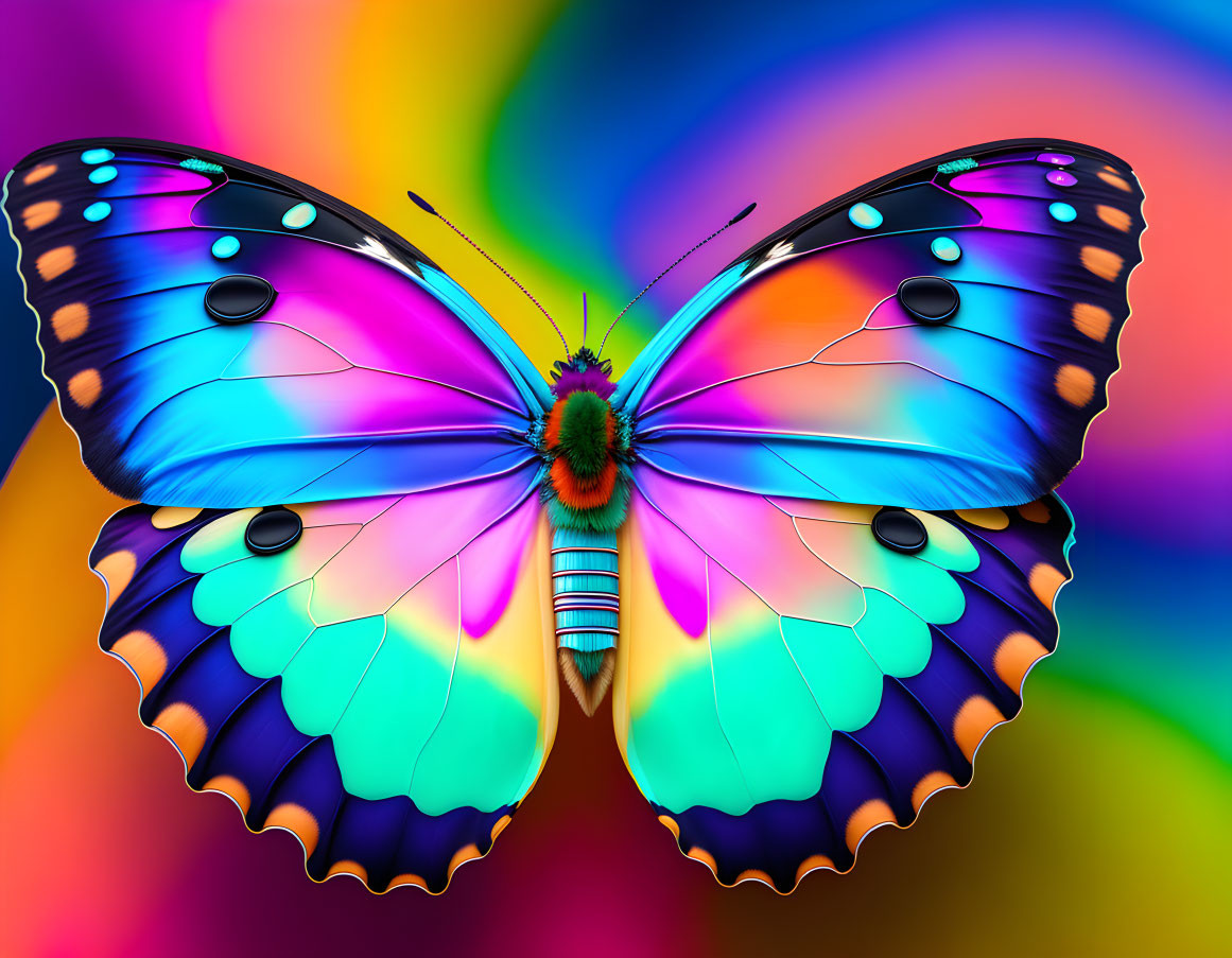 Colorful Butterfly Illustration with Blue and Purple Wings on Abstract Background