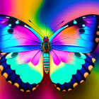 Colorful Butterfly Illustration with Blue and Purple Wings on Abstract Background