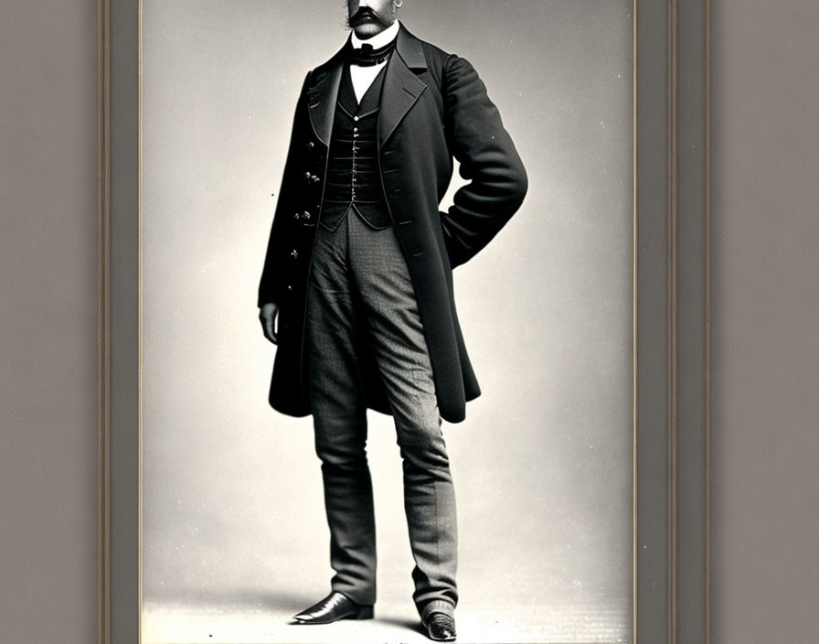 19th-Century Man Portrait in Vintage Formal Attire