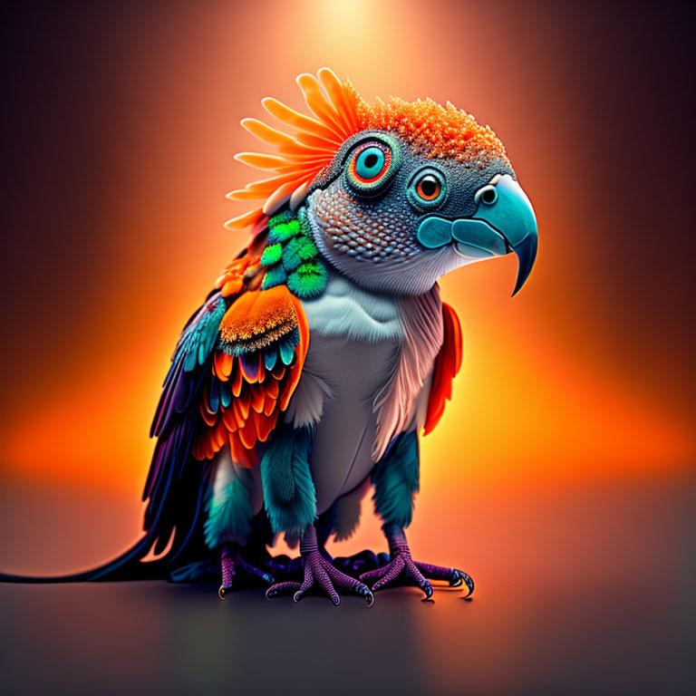 Colorful Hybrid Creature Artwork with Parrot Head and Mouse Body