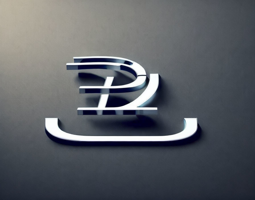 Silver 3D Effect "E" Letter on Dark Grey Background