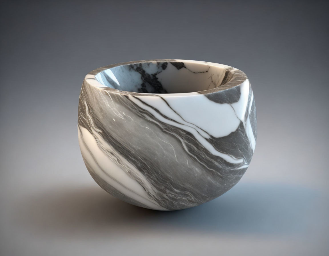 Marbled Bowl on Gradient Blue Background