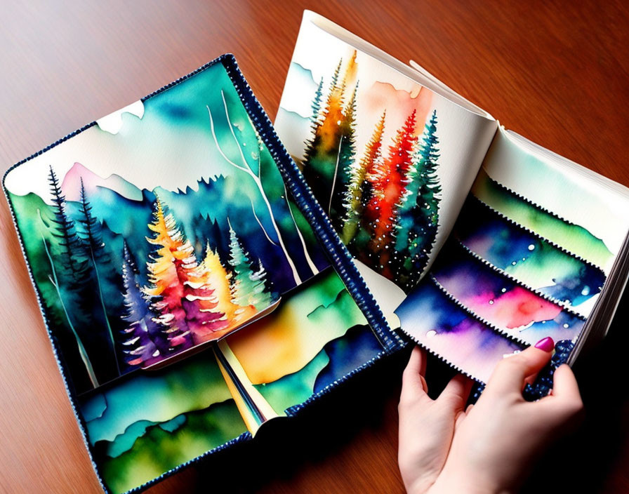 Vibrant Mountain Landscapes in Watercolor Sketchbook