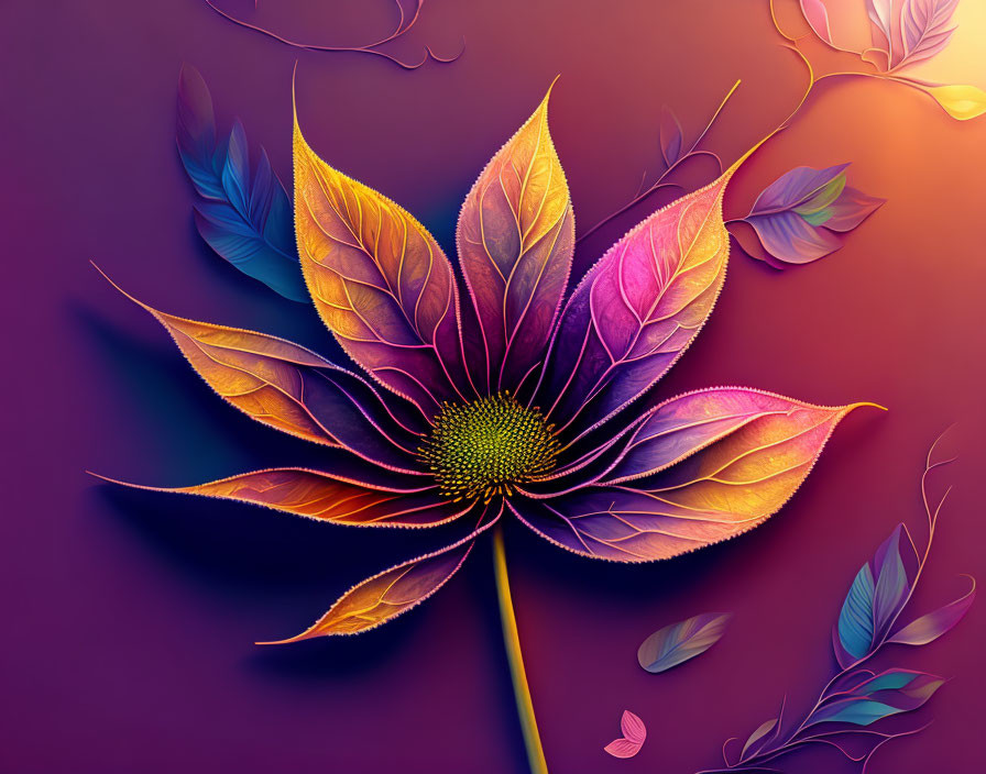 Colorful stylized flower artwork on warm gradient background