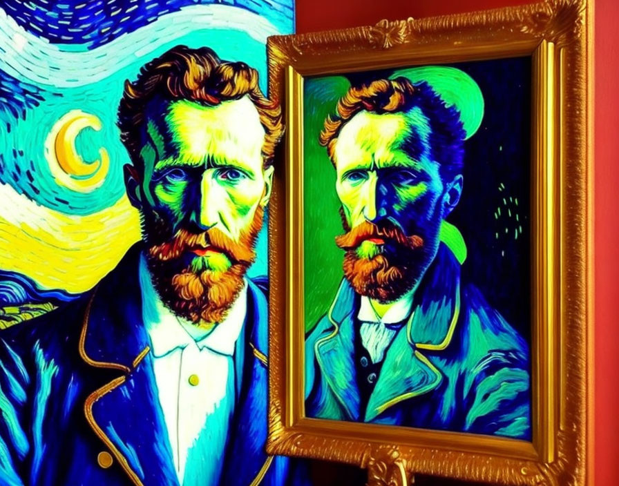 Colorful Self-Portrait in "Starry Night" Style