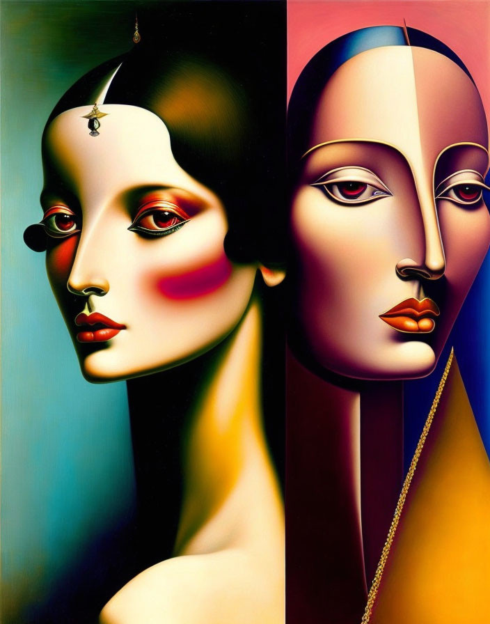 Stylized portraits: vibrant colors vs. muted tones, elegance and mystery