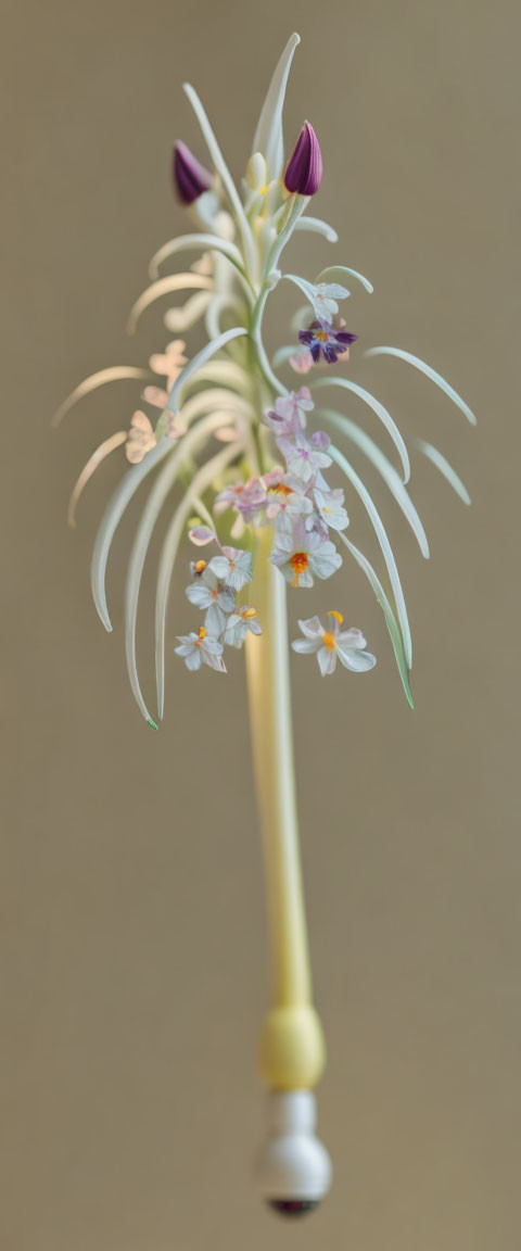 Elegant Vertical Flower Arrangement in White, Purple, and Orange