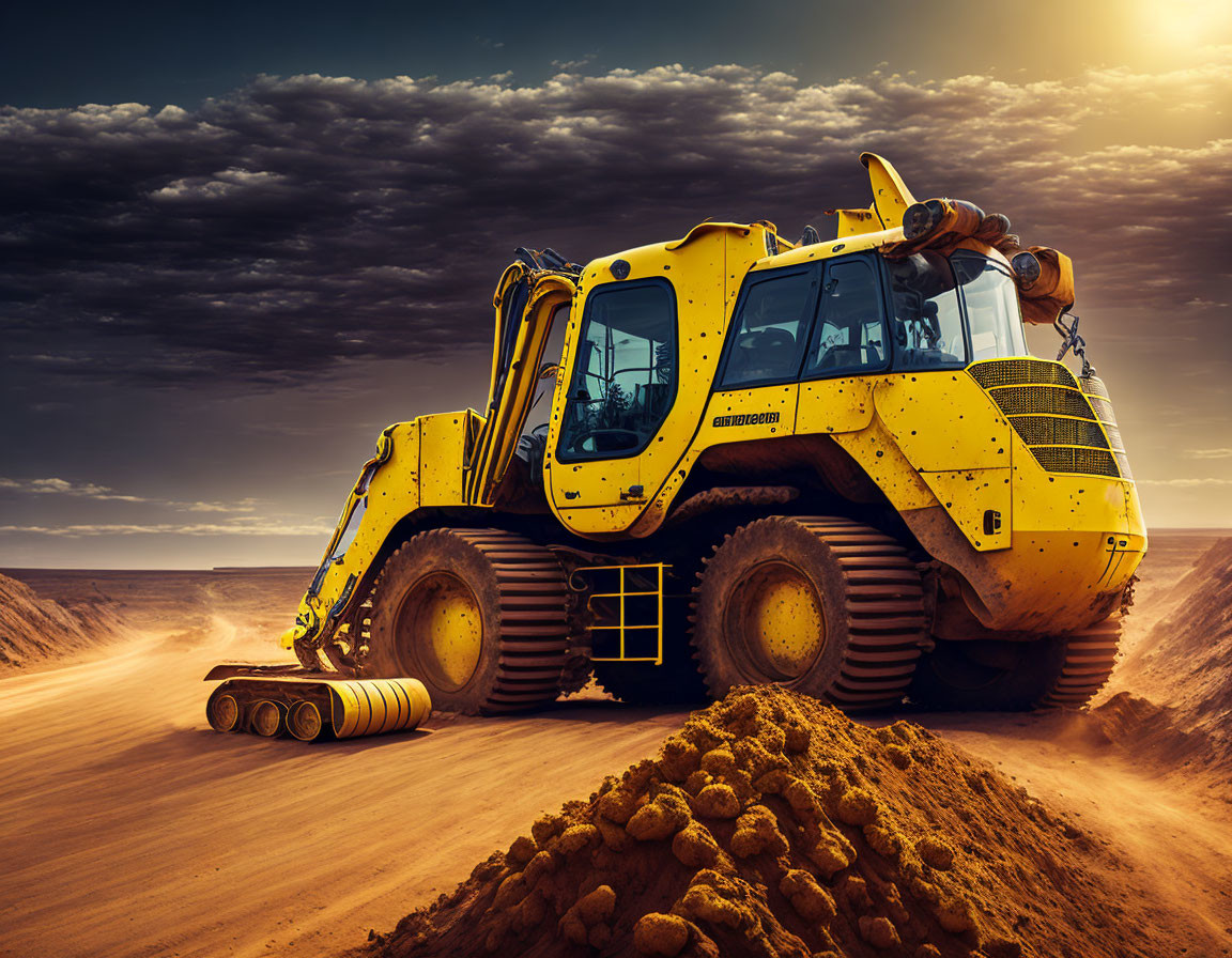 Yellow Articulated Dump Truck in Earthmoving Scene