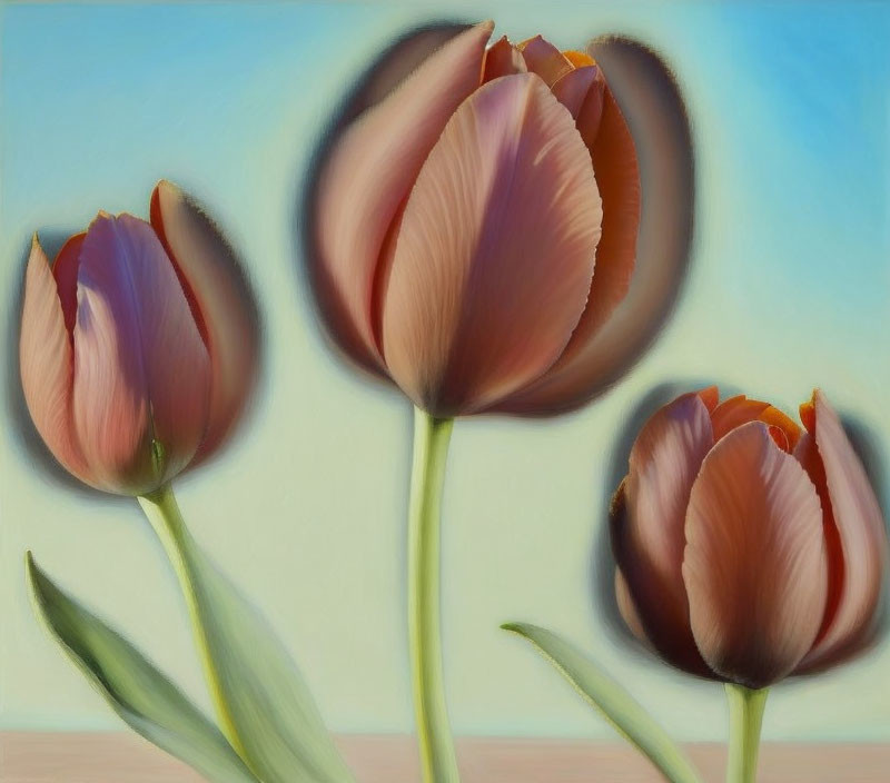 Pastel Tulips with Soft-focus Dreamy Effect and Gradient Background