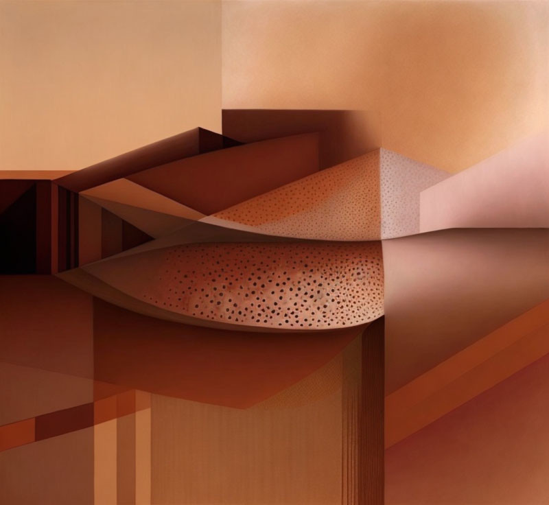 Abstract Brown-Toned Textured Shapes Creating 3D Illusion