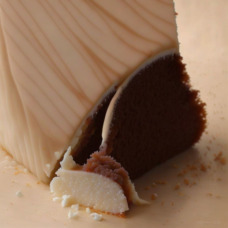 White Chocolate Block with Broken Piece Showing Brown Interior