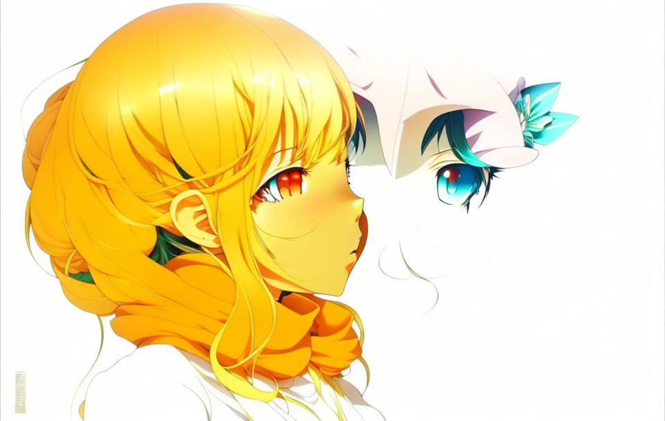 Anime-style characters with vibrant eyes and distinct hairstyles.