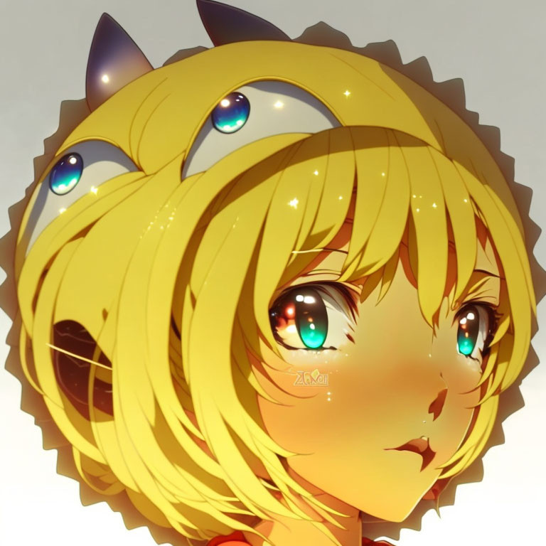 Blond-Haired Character with Cat Ears in Magical Illustration