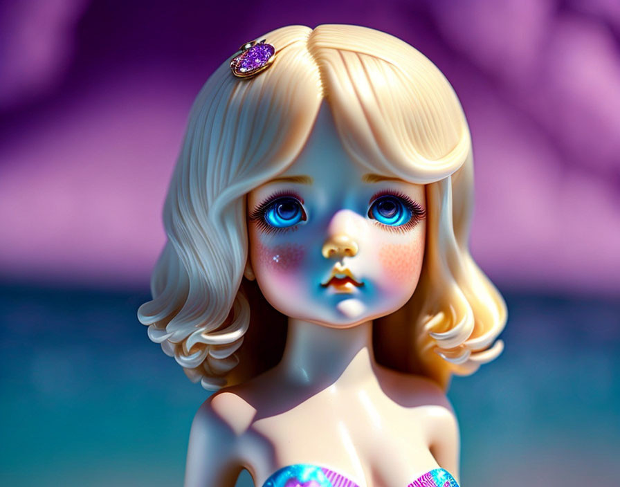 Blonde Hair Doll with Blue Eyes and Rosy Cheeks