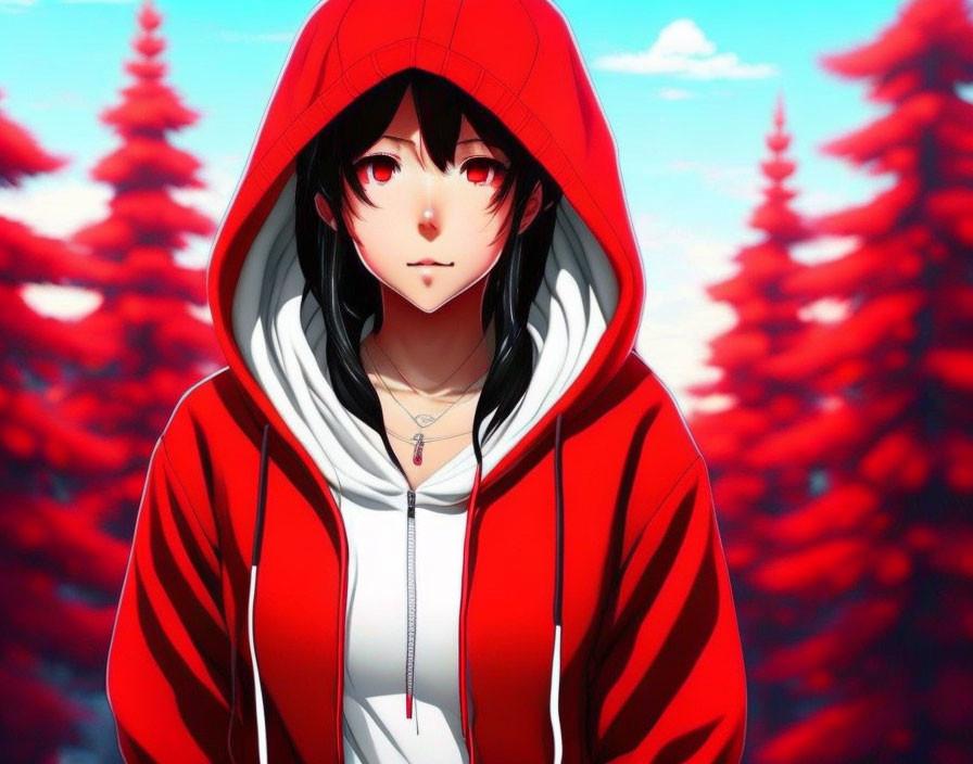 Anime red hoodie on sale