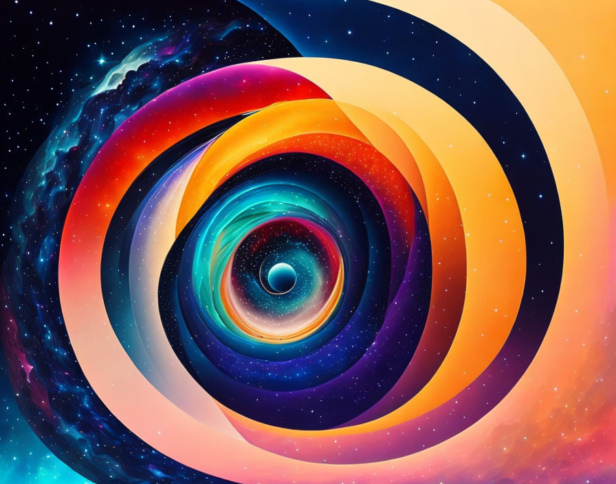 Colorful Abstract Cosmic Spiral Artwork with Swirling Vortex