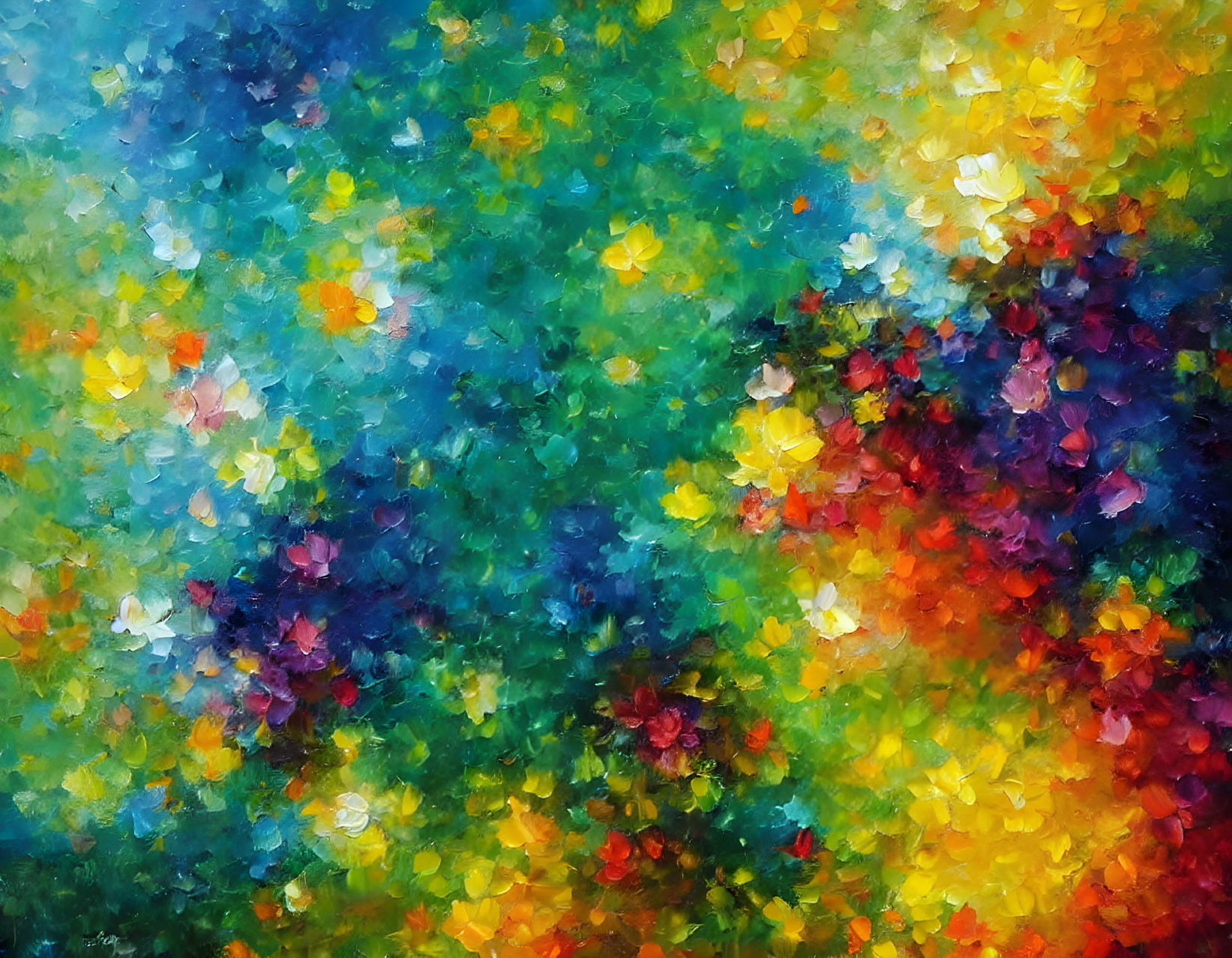 Colorful Impressionistic Flower Garden Painting