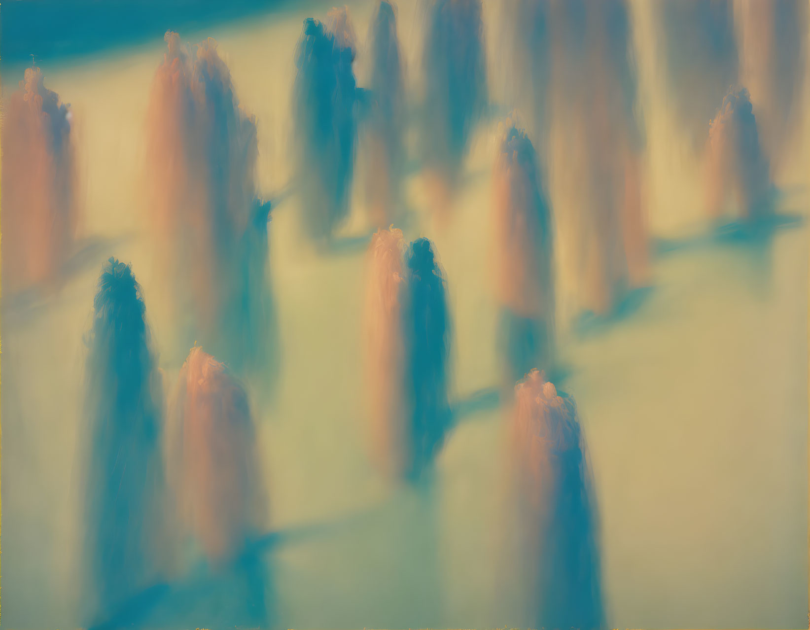 Blurred abstract image of figures in dreamlike setting