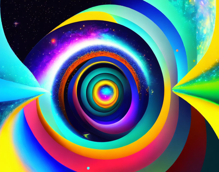 Colorful Spiral Cosmic Portal in Starry Space