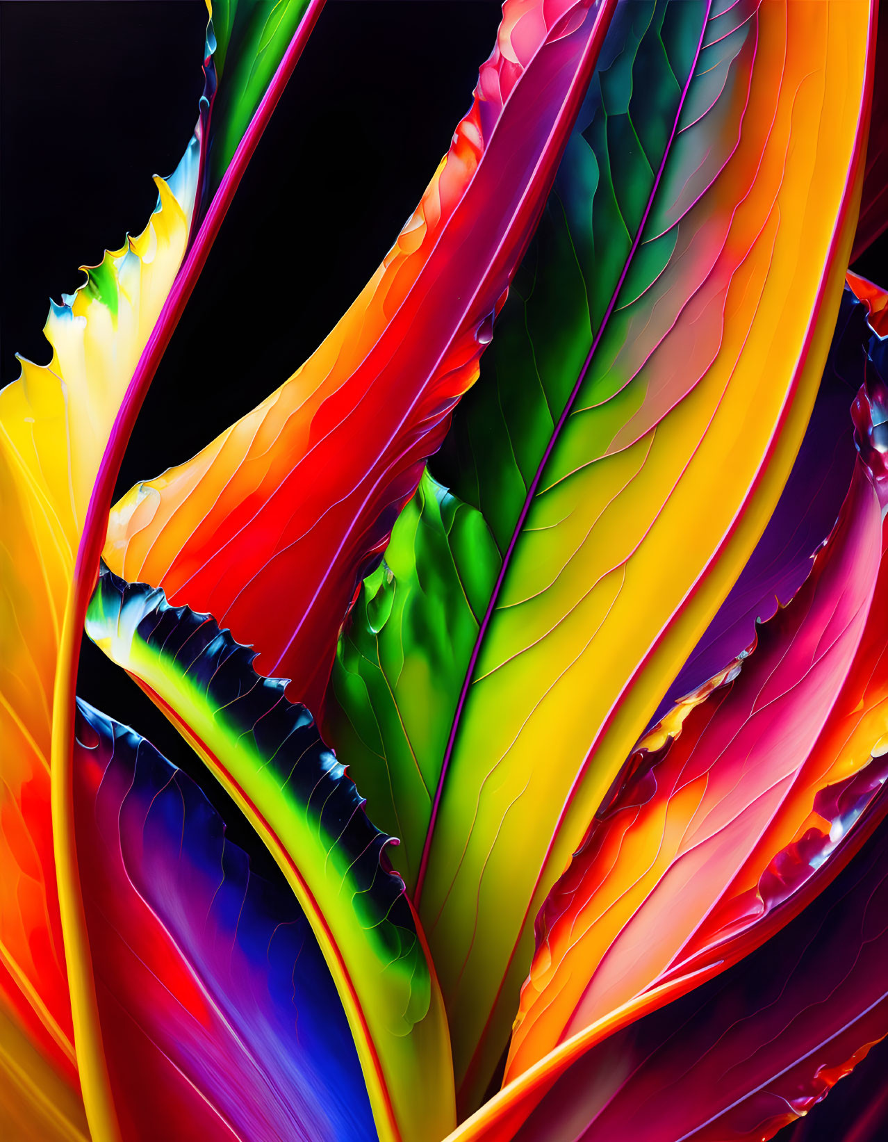 Colorful Abstract Artwork with Swirling Liquid Patterns and Dynamic Shapes