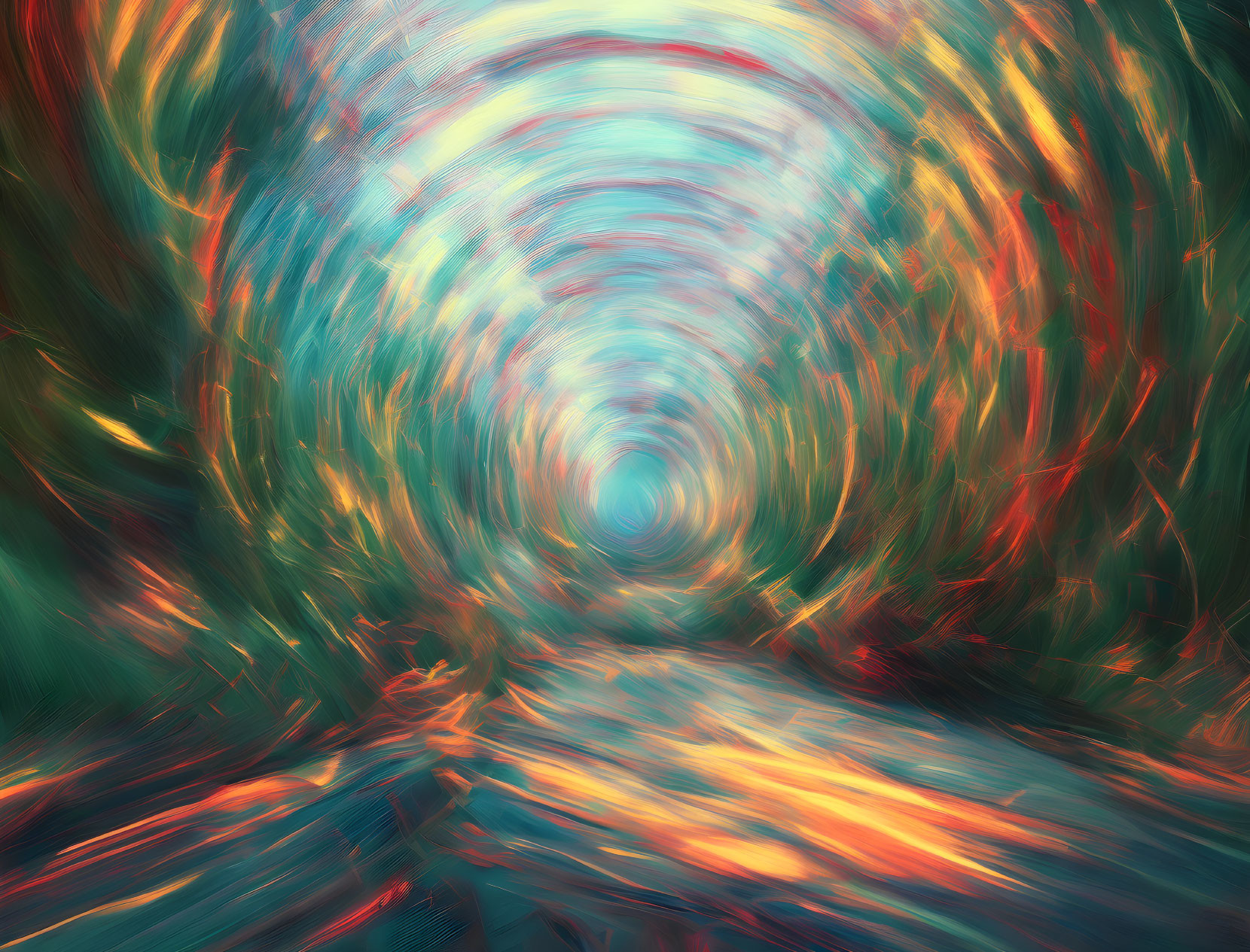 Abstract swirling vortex pattern in blue, green, and red colors