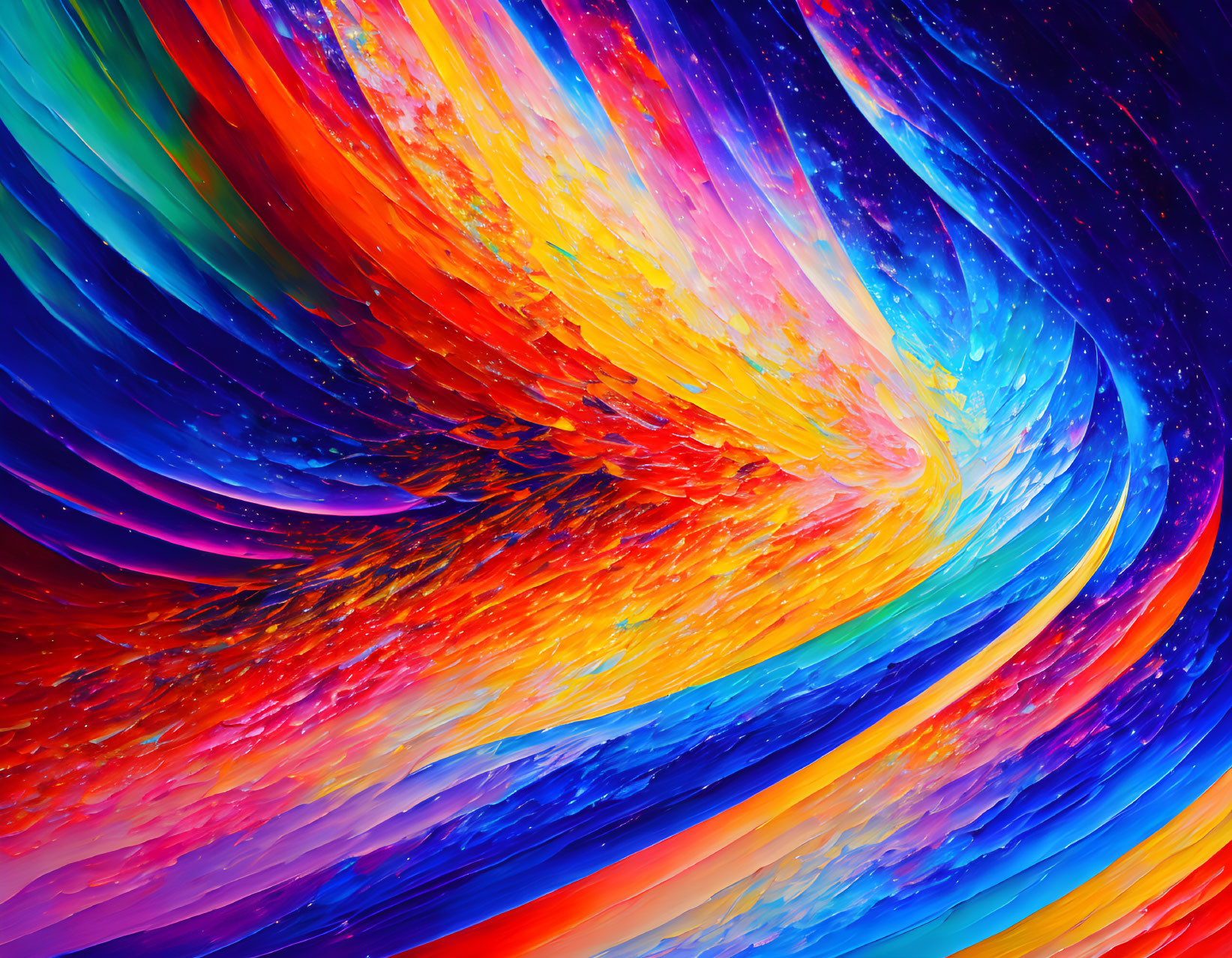 Colorful Abstract Swirl Resembling Cosmic Wave and Galaxy Stars