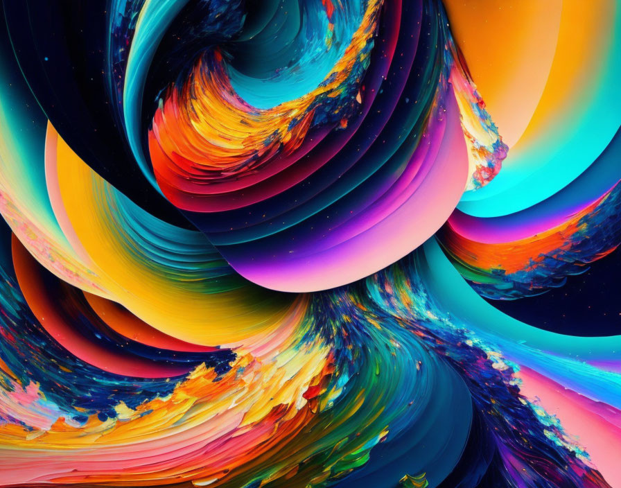 Colorful Swirling Patterns and Waves in Abstract Digital Art