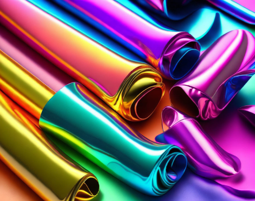 Colorful Metallic Rolls Arranged Diagonally