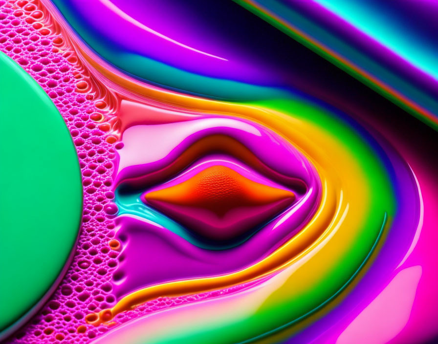 Colorful Neon Bubble Patterns in Glossy Abstract Swirls