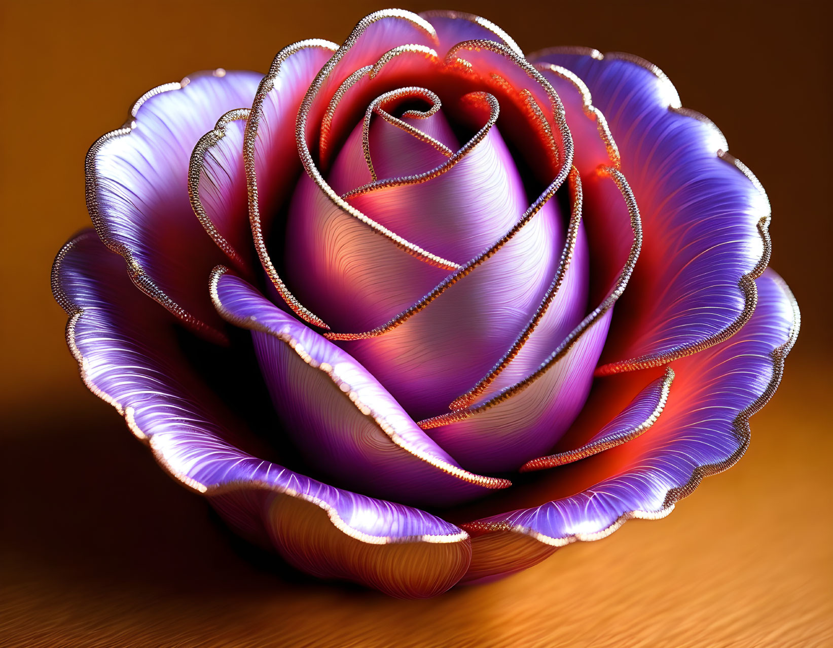 Fractal rose image with red, purple, and gold colors