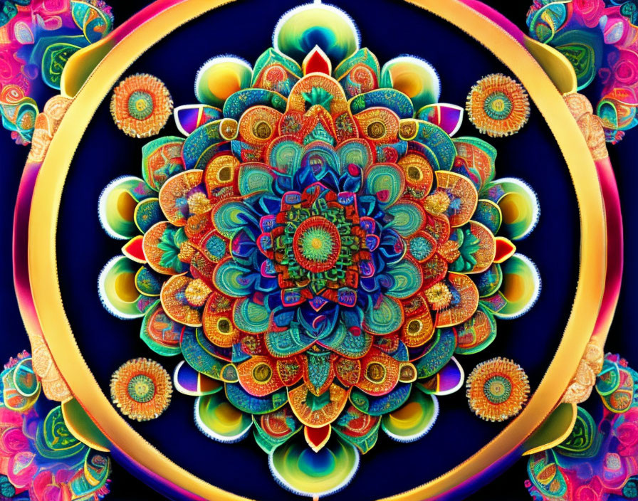 Colorful Symmetrical Fractal Art with Kaleidoscopic Patterns