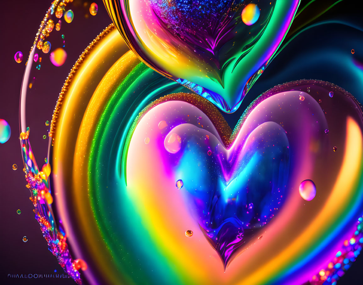 Colorful Heart-Shaped Digital Artwork on Dark Background