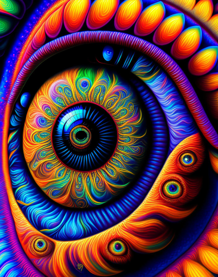 Colorful Psychedelic Eye Artwork with Vibrant Patterns