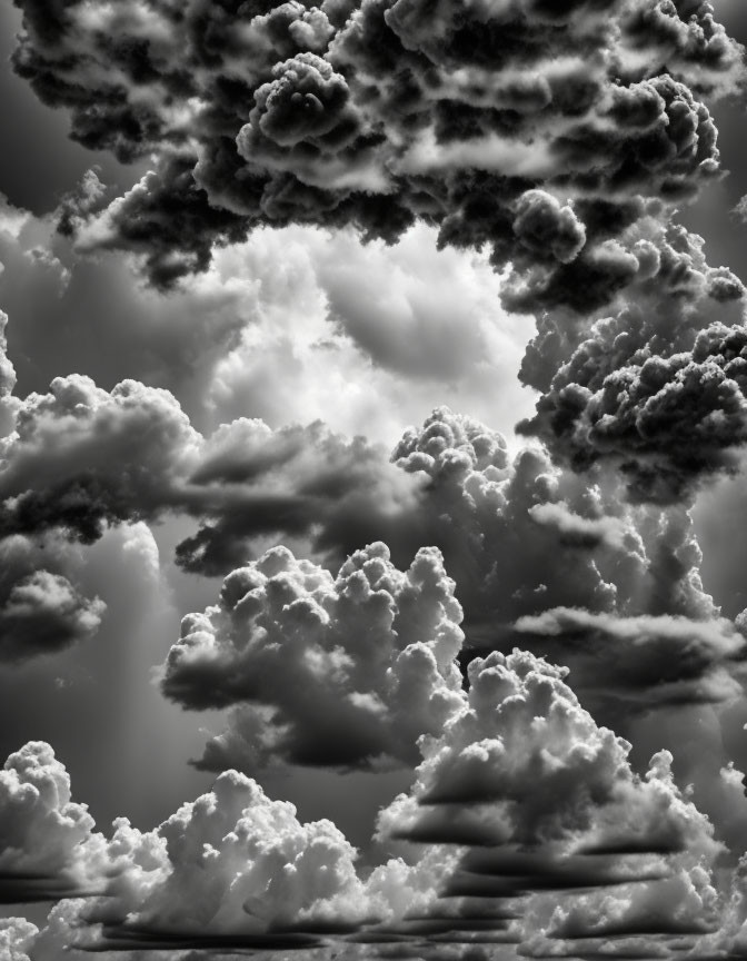 Stormy Sky with Textured Clouds and Light Streaks