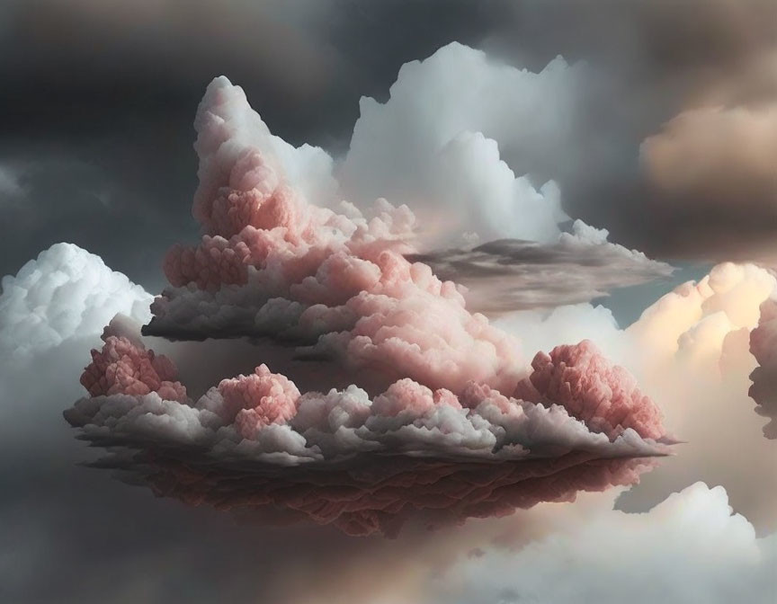 Tranquil Skyscape with Pink and Gray Clouds