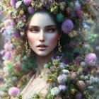 Ethereal Women in Digital Art with Floral Hair