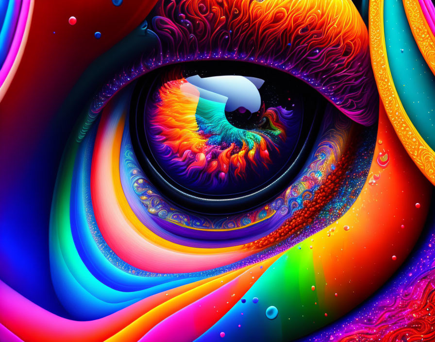 Colorful Abstract Art: Swirling Liquid Texture with Droplet Effects