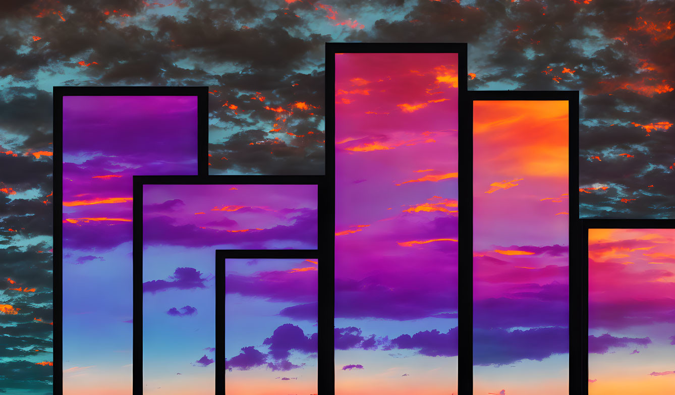 Vibrant Sunset Sky Silhouetting Skyscrapers