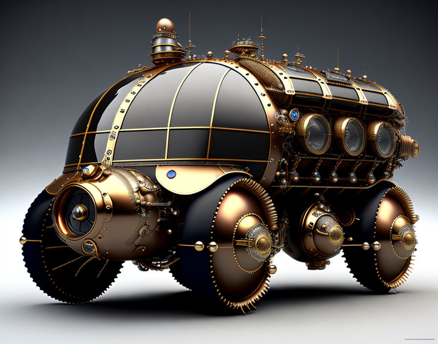 Steampunk-Inspired Spherical Vehicle with Brass Details