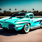 Vintage Turquoise Blue Chevrolet Corvette with White-Wall Tires