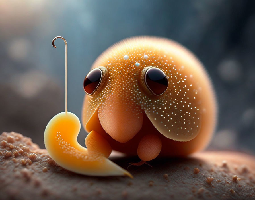 Whimsical snail illustration with large expressive eyes