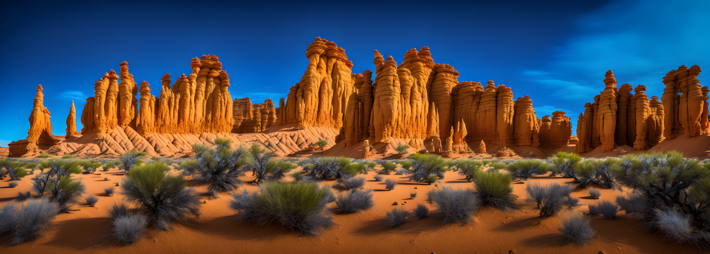 Majestic sandstone formations in desert landscape