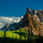 Vivid Green Valleys and Autumnal Trees in Dramatic Mountain Landscape