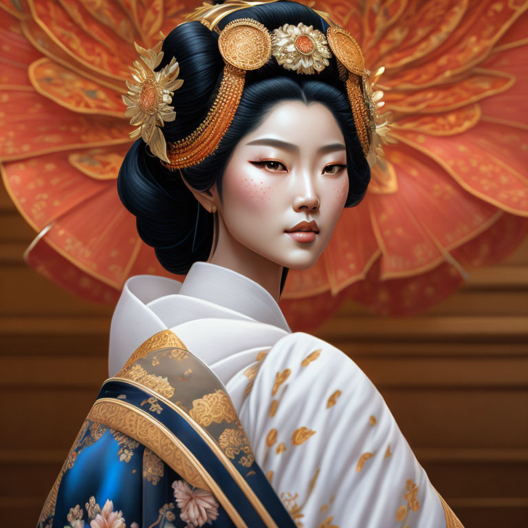 Detailed Portrait of Woman in Traditional Asian Attire